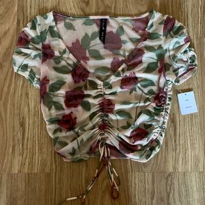 Urban outfitters mesh rose crop top